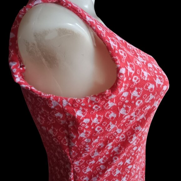 Vintage 6/8 Women's Romper 1of1 Red Sleeveless Fish Print 1970's Front Zipper - Picture 5 of 12